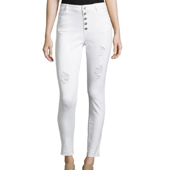 button fly white jeans